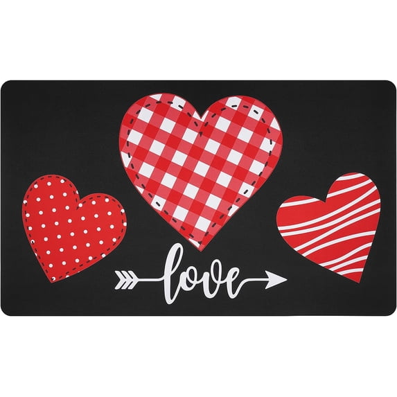 Doormat 16x24 Inch Valentine'S Day Area Rug Doormat Valentines Day Red Heart Door Mat With Non-Slip Backing Love Entrance Mats For Indoor Outdoor Valentine'S Day Home Decor Gift For Women Men