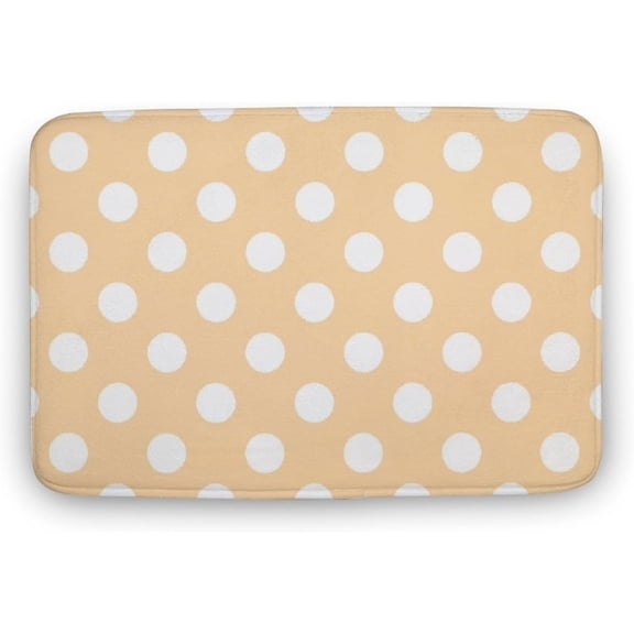 Doormat 16x24 Inch White Polka Dots on Bathroom Rug, Non Slip & Absorbent Bath Rugs Soft Cozy Bath Carpet for Bathroom