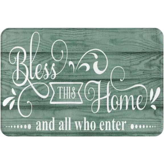 Doormat 17x30 Inch Bless This Home And All Who Enter Welcome Non-Slip Absorbent Resist Dirt Doormat Entrance Rug Inside Floor Mats For Home Bedroom Kitchen Front Porch Gift For Women Men