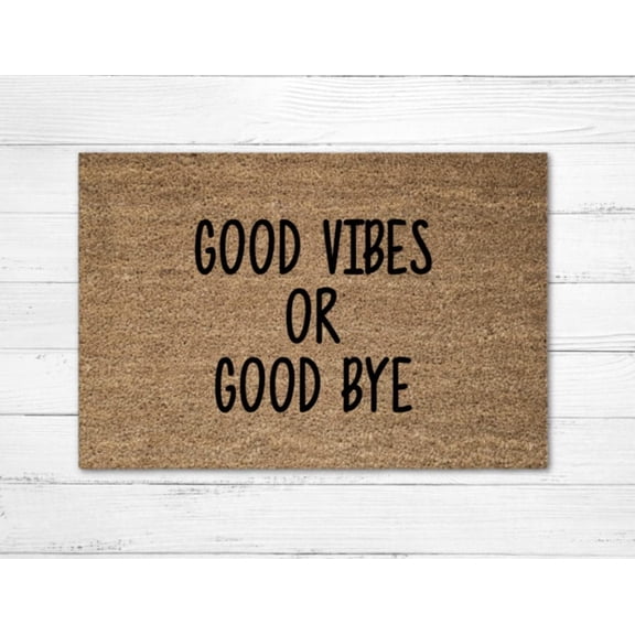 Doormat 17x30 Inch Door Mat Alphabet Good Vibes Or Good Bye Entrance Way Rugs Doormats Soft Non-Slip Washable Bath Rugs Floor Mats For Home Bathroom Kitchen Gift For Women Men