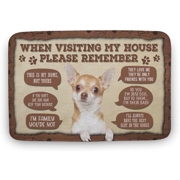 Doormat 17x30 Inch Floor Rug Chihuahua When Visiting This House Please Remember Outdoor Indoor Doormat Funny Welcome Door Mat Entry Rug Non-Slip Front Door Mat Entryway Decor Gift For Women Men