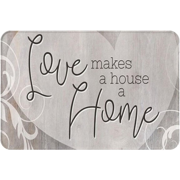 Doormat 17x30 Inch Love Makes A House A Home Vintage Wood Non-Slip Resist Dirt Doormat Entrance Rug Inside Floor Mats For Home Bedroom Kitchen Front Porch Gift For Women Men