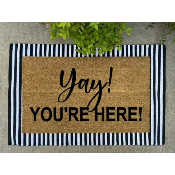 Doormat 17x30 Inch Yay! You'Re Here! Doormat Rug Funny Doormat With Non-Slip Rubber Flannel Floor Mat Doormat Gift Funny Gift Porch Decor Gift For Women Men