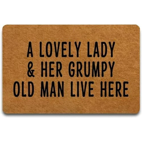 Doormat A Lovely Lady Her Grumpy Old Man Live Here Indoor Outdooring Rug Non Slip Door Mat Entry Front Floor Mat Home Decor 16x24 Inch.