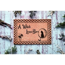 Doormat A Witch Lives Here Halloween Fall Decor Funny Outside Welc (18" x 30") #5139