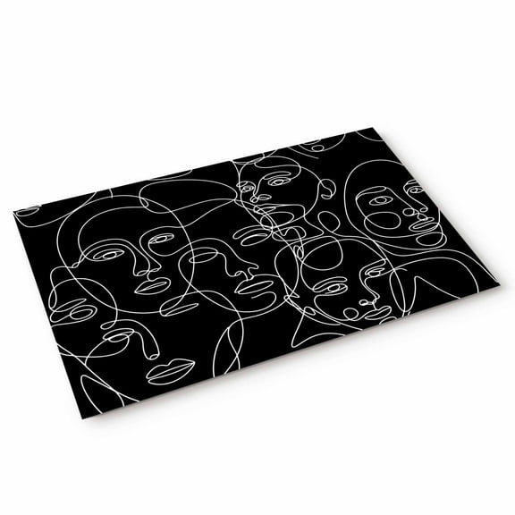 Doormat Abstract Human Face Doormats Entrance Door Rug Aesthetic Portrait Lines Black Floor Mat Welcome Front Door Mat for Indoor Outdoor Kitchen Home Decor 18x30 Inch