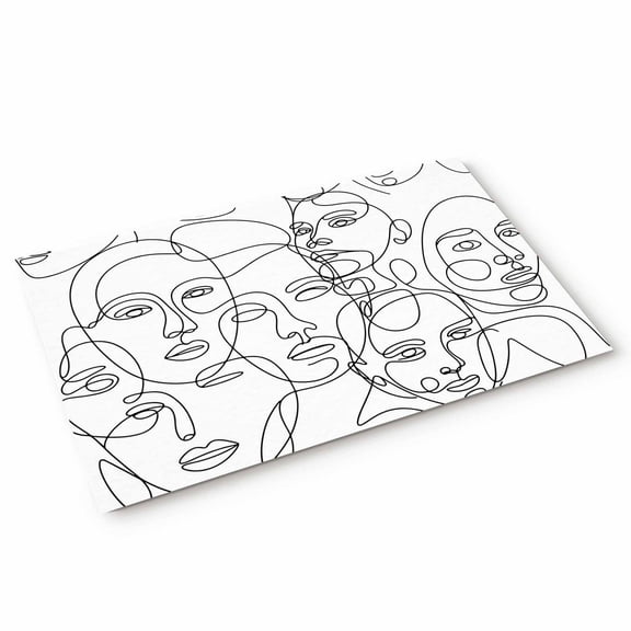 Doormat Abstract Human Face Doormats Entrance Door Rug Aesthetic Portrait Lines Floor Mat Welcome Front Door Mat for Indoor Outdoor Kitchen Home Decor 18x30 Inch