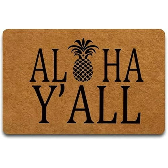 Doormat Aloha Y'all Indoor Outdooring Funny Rug Non Slip Doormat Entry Front Floor Mat 17x30 Inch.