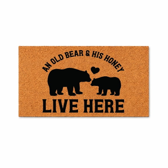 Doormat, An Old Bear And His Honey Live Here, Bear Couple Silhouette, Cabin Decor, Rustic Welcome Mat, Funny Gift 2057 (16x24 inches) 2057