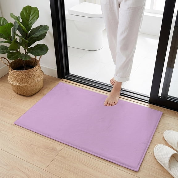 Doormat Bathroom Rugs 16x24in, Minimalist Solid Color Lilac Non Slip Door Mat Soft Absorbent Bath Mat, Light Purple Monochrome Art Entry Mat Indoor Doormats for Bathroom Bedroom Living Room