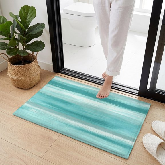 Doormat Bathroom Rugs 16x24in, Mint Green Gradient Texture Non Slip Door Mat Soft Absorbent Bath Mat, Abstract Watercolor Art Entry Mat Indoor Doormats for Bathroom Bedroom Living Room