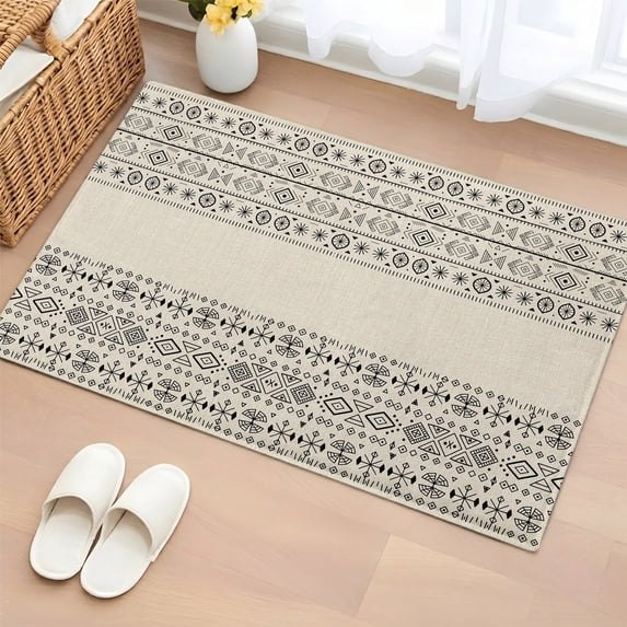 Doormat Bathroom Rugs 18x30in, Boho Abstract Geometric Line Non Slip ...