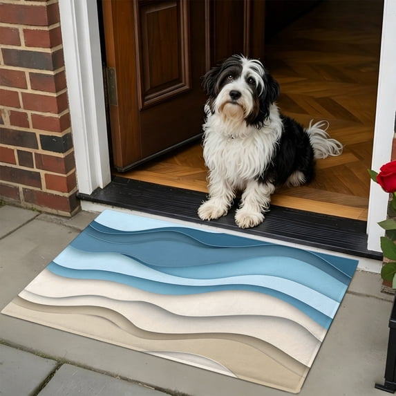 Doormat Bathroom Rugs 24x35in, Abstract Water Ripple Ocean Art Non Slip ...