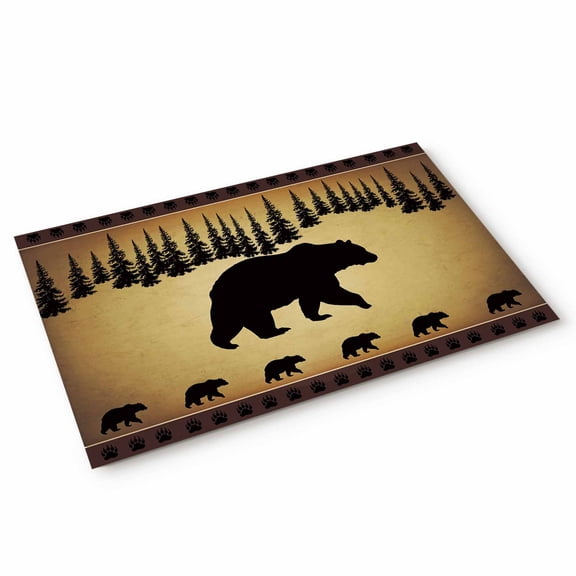 Doormat Bear Pine Tree Doormats Entrance Door Rug Vintage Farmhouse Animal Floor Mat Welcome Front Door Mat for Indoor Outdoor Kitchen Home Decor 18x30 Inch