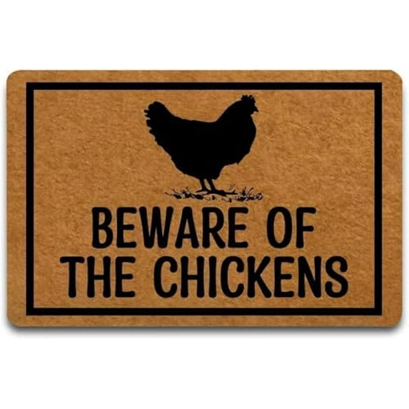 Doormat Beware of The Chickens Indoor Outdooring Rug Non Slip Door Mat Entry Front Floor Mat Funny Home Decor 16x24 Inch.