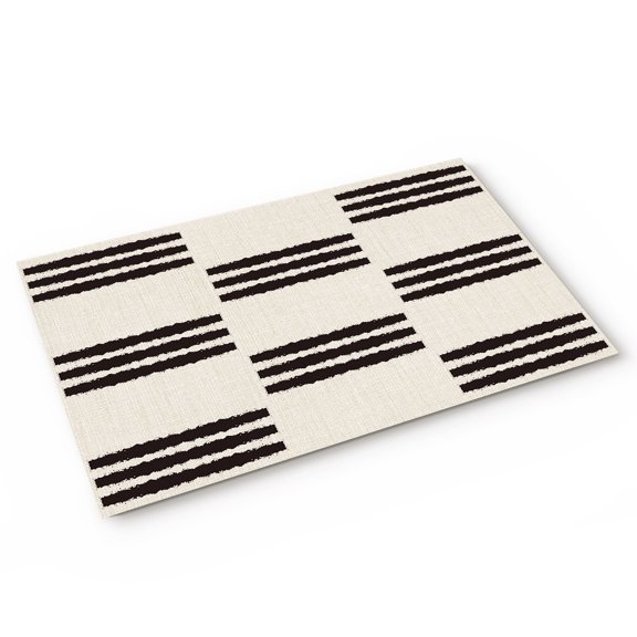 Doormat Black Linear Rows Doormats Entrance Door Rug Modern Horizontal Lines Floor Mat Welcome Front Door Mat for Indoor Outdoor Kitchen Home Decor 16x24 Inch