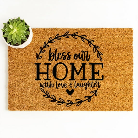 Doormat Bless Our Home With Love & Laughter | Welcome Mat Housewarming (18" x 30") #3364