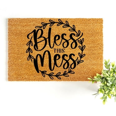 Doormat Bless This Mess Welcome Mat Personalized Gift Welcome Home H (18" x 30") #4473