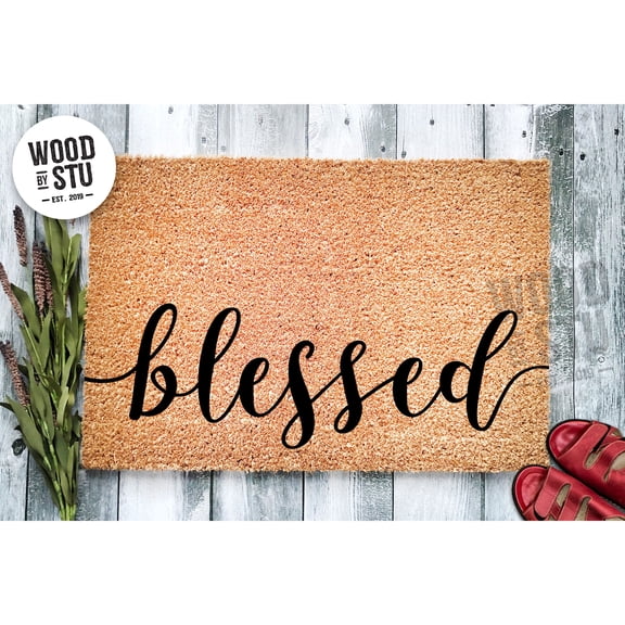 Doormat Blessed Mat | Farmhouse Coir Mat Housewarming Gift For First H (18" x 30") #4240