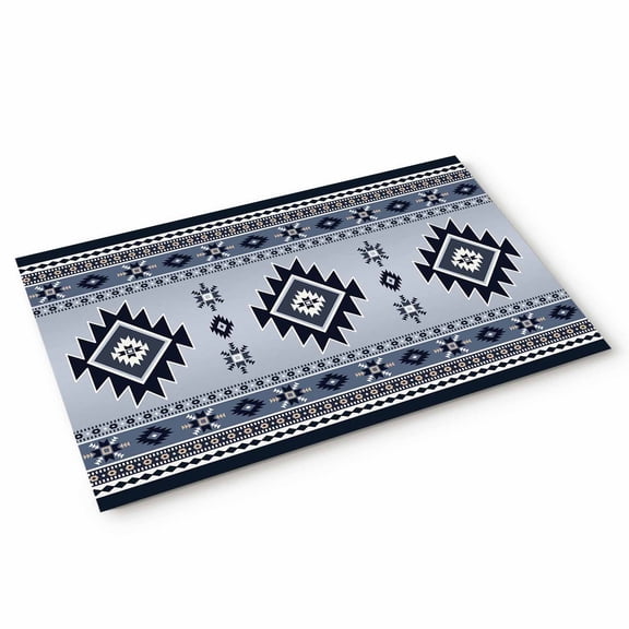 Doormat Blue Bohemian Doormats Entrance Door Rug Southwest Tribal Aztec Geometric Floor Mat Welcome Front Door Mat for Indoor Outdoor Kitchen Home Decor 18x30 Inch