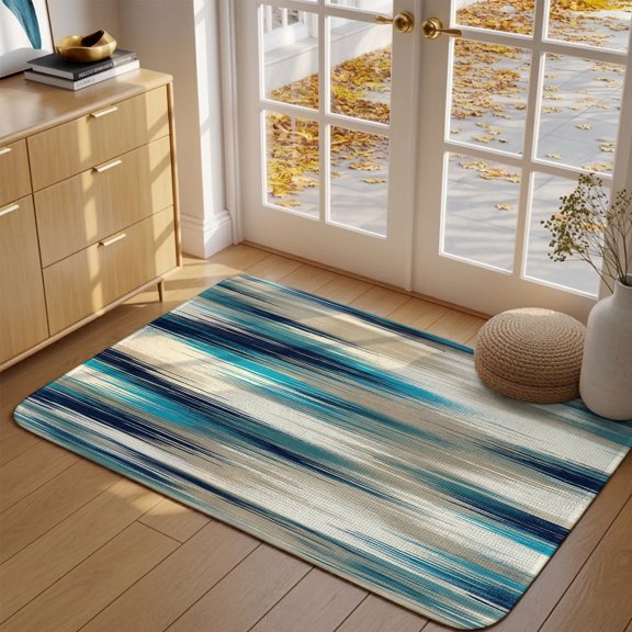Doormat Blue Coastal Horizon Front Door Mat Entrance Soft Non Slip Absorbent Doormats Modern Abstract Clouds Welcome Floor Mat Rugs for Entryway Porch Bathroom Bedroom Kitchen Indoor Outdoor 16"x24"