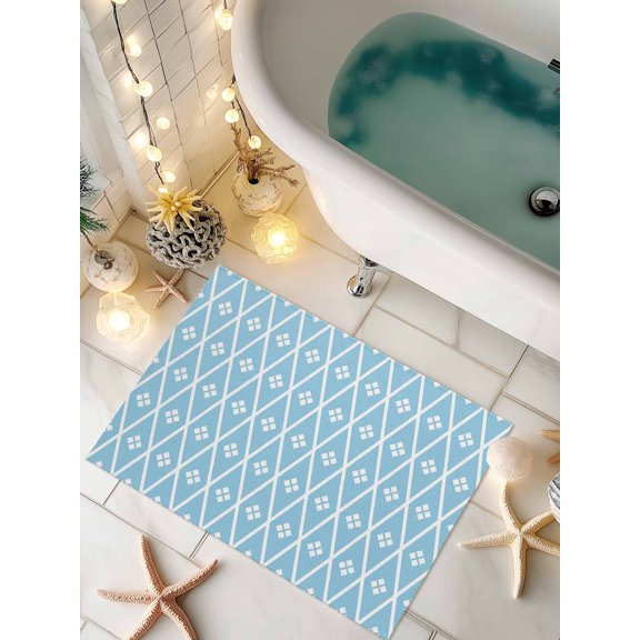 Doormat Blue Diamond Front Door Mat Non Slip Absorbent Low Profile Floor Mat Geometric Rhombus Welcome Mats Entryway Rug for Entrance Kitchen Porch Indoor Outdoor Home Decor 16"x24"