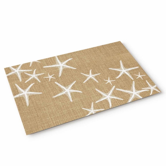 Doormat Brown Coastal Starfish Doormats Entrance Door Rug Ocean Beach Marine Life Floor Mat Welcome Front Door Mat for Indoor Outdoor Kitchen Home Decor 18x30 Inch