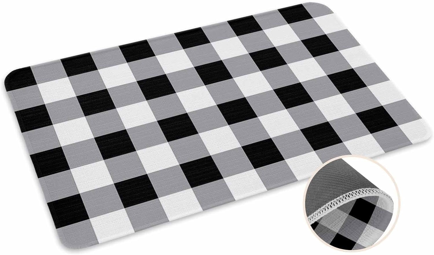 Doormat Buffalo Check Door Mat Black White Plaid Rustic Mat Non