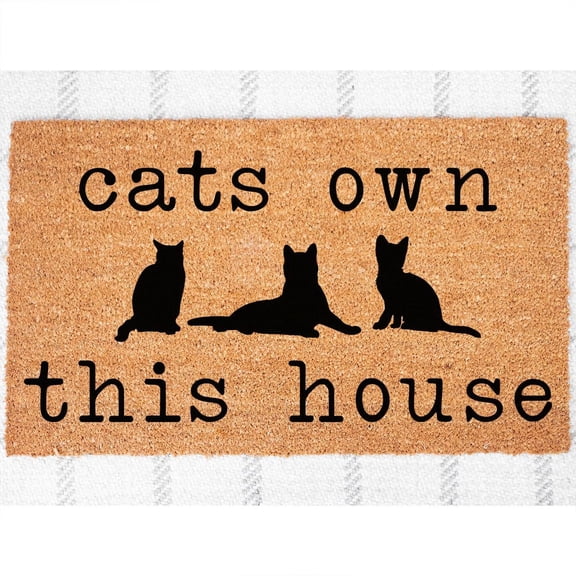 Doormat Cats Own This House Welcome Mat Birthday Gift First Home Gift (18" x 30") #5978