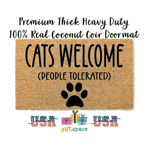 Doormat Cats Welcome People Tolerated Funny Doormat | Funny Gift | Clo (18" x 30") #3279
