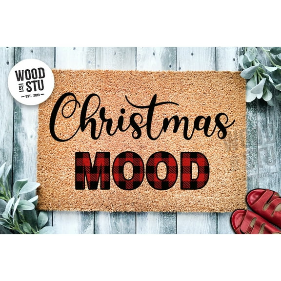 Doormat Christmas Mood | Cute Plaid Mat | Christmas Doormat Decor | We (36" x 72") #1526