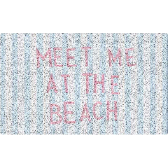 Doormat - Coastal Preppy Beach Door Mat - "Meet Me at The Beach", front door porches, outdoor, beachy welcome, ocean bath, 1830 Inch