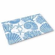 Doormat Coastal Shell Conch Doormats Entrance Door Rug Lake Blue Ocean Coral Starfish Floor Mat Welcome Front Door Mat for Indoor Outdoor Kitchen Home Decor 18x30 Inch