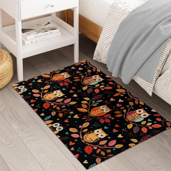 Doormat - Colorful Owl Indoor Mat - Non - slip, playful owl, non - woven. For office, porch, home decor item, 1830 in