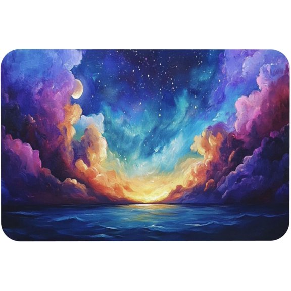Doormat, Colorfuls Starry Sky, Suitable for Indoor and Outdoor entrances,Offices,Bedroom Floor Decoration,Water-Absorbent, Non-Slip 16x24 inch Diatom mud floormat,Washable