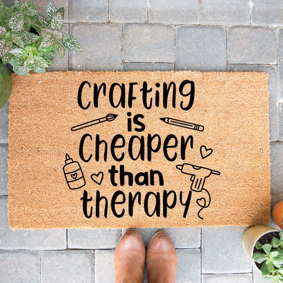 Doormat Crafting Is Cheaper Than Therapy Welcome Mat Housewarming Gi (18" x 30") #5871