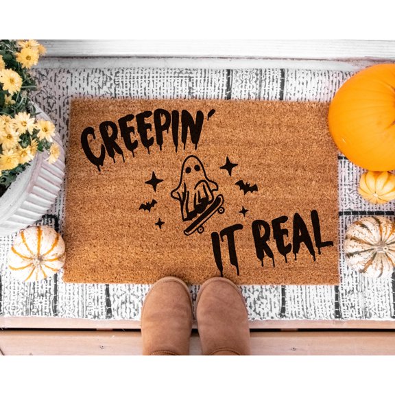 Doormat Creepin' It Real Halloween Decor Ghost Gift For Dad Hallowee (24" x 36") #5469
