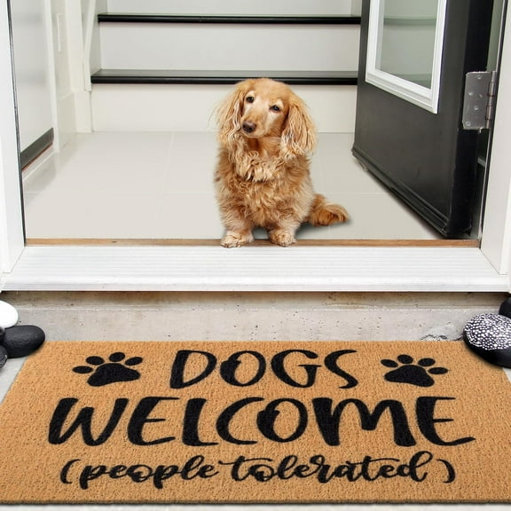 Doormat - Dogs Welcome People Tolerated Door Mat - Funny, for dog lovers, mom, home entrance, outdoor/indoor, 1830 Inch