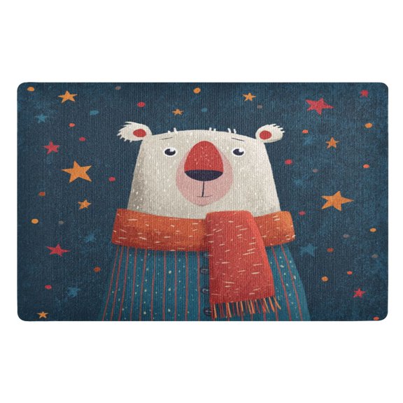 Doormat Door Mat 32x20 Inches Outdoor Doormats Bath Rugs Front Door Carpet Dust Cushion Porch Mat Living Room Mat Balcony Mat Kitchen Mat Cartoon Christmas White Bear