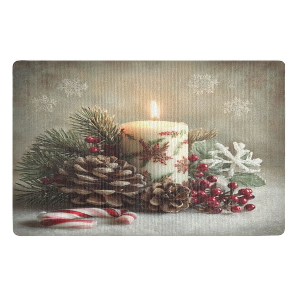 Doormat Door Mat 32x20 Inches Outdoor Doormats Bath Rugs Front Door Carpet Dust Cushion Porch Mat Living Room Mat Balcony Mat Kitchen Mat Christmas Candle Pattern