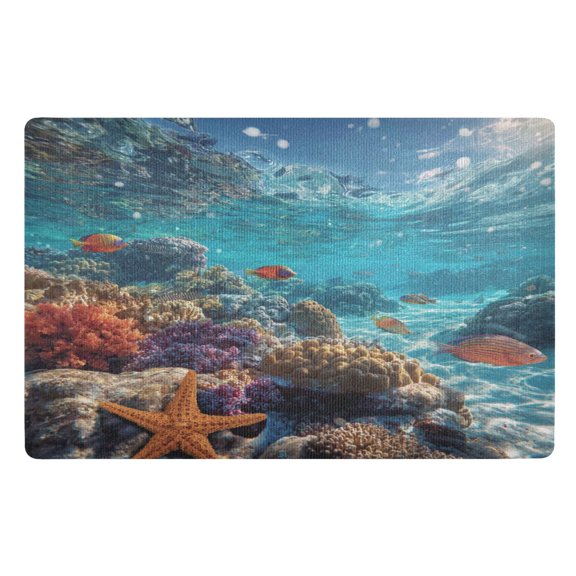 Doormat Door Mat 32x20 Inches Outdoor Doormats Bath Rugs Front Door Carpet Dust Cushion Porch Mat Living Room Mat Balcony Mat Kitchen Mat Coral Reef