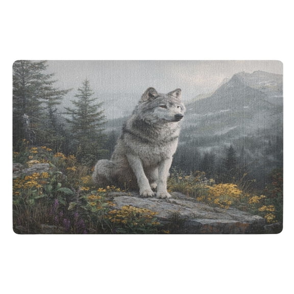 Doormat Door Mat 32x20 Inches Outdoor Doormats Bath Rugs Front Door Carpet Dust Cushion Porch Mat Living Room Mat Balcony Mat Kitchen Mat Gray Wolf