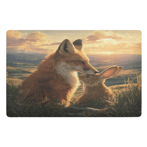 Doormat Door Mat 32x20 Inches Outdoor Doormats Bath Rugs Front Door Carpet Dust Cushion Porch Mat Living Room Mat Balcony Mat Kitchen Mat Red Fox Embracing