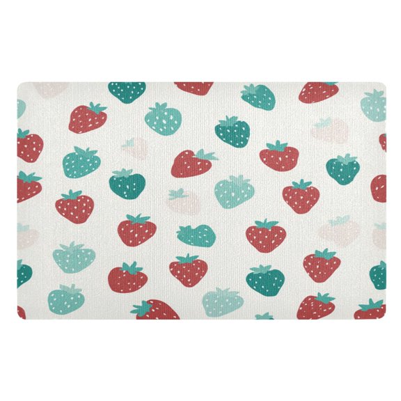 Doormat Door Mat 32x20 Inches Outdoor Doormats Bath Rugs Front Door Carpet Dust Cushion Porch Mat Living Room Mat Balcony Mat Kitchen Mat Strawberry Pattern Pastel