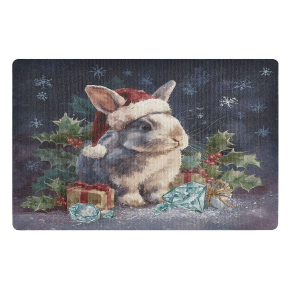 Doormat Door Mat 32x20 Inches Outdoor Doormats Bath Rugs Front Door Carpet Dust Cushion Porch Mat Living Room Mat Balcony Mat Kitchen Mat Warm Christmas Rabbit Cartoon