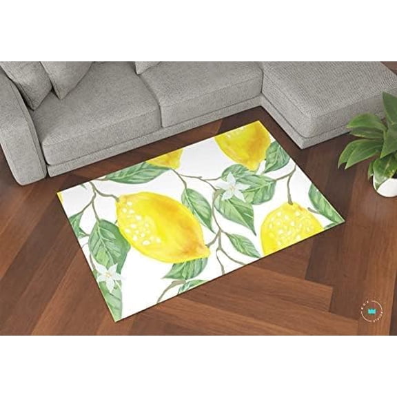 Doormat Door Mat Outdoors Kitchen Rug Room Lemon Fruit Yellow Modern Floor Farmhouse Area Welcome Mats Non Slip for Porch Home 17x30 Inch.