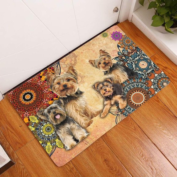 Doormat-Doormats Entrance Front Door Rugs Mandala Flower Boho Decor Indoor Bathroom Kitchen Bedroom Entryway Floor Bath Mats Non-Slip Rubber Backing Carpets 16x24 inch