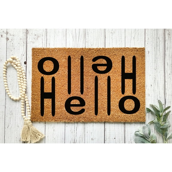 Doormat Double Hello | Cute Doormat | Welcome Mat New Home Gift Home D (24" x 36") #4285