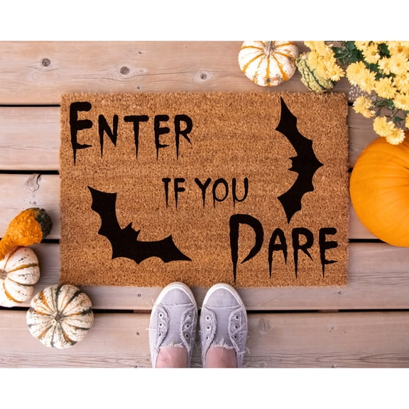 Doormat Enter If You Dare Halloween Welcome Mat Scream Pumpkin Gift (36" x 60") #5481