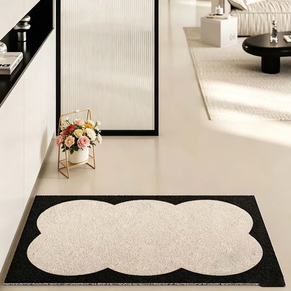 Doormat, Entrance Rug, Indoor and Outdoor Use, Stain-Resistant, Thick PVC Loop Structure, Cloud Outline Design, 1 Piece